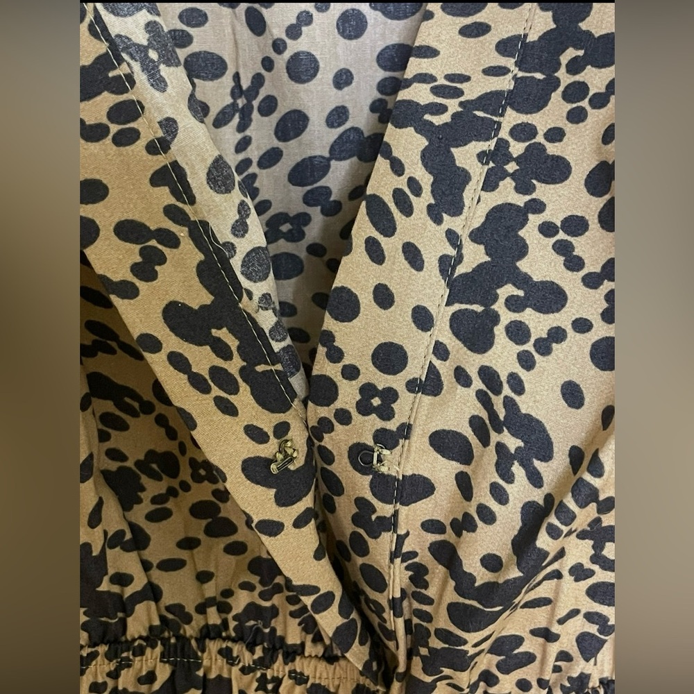 Anthropologie Somerset Animal Print Short Sleeve Mini Dress, Brown & Blk, Sz L - Picture 8 of 16